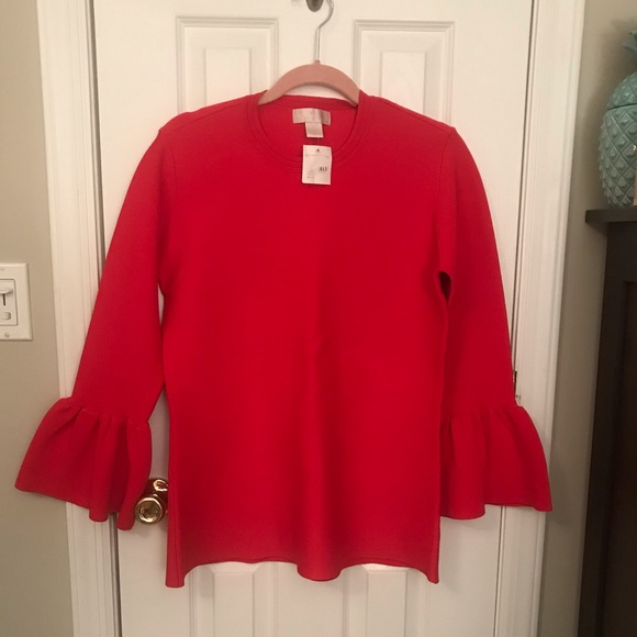 NWT Red Rachel Parcell knit top with bell sleeves - Picture 3 of 12